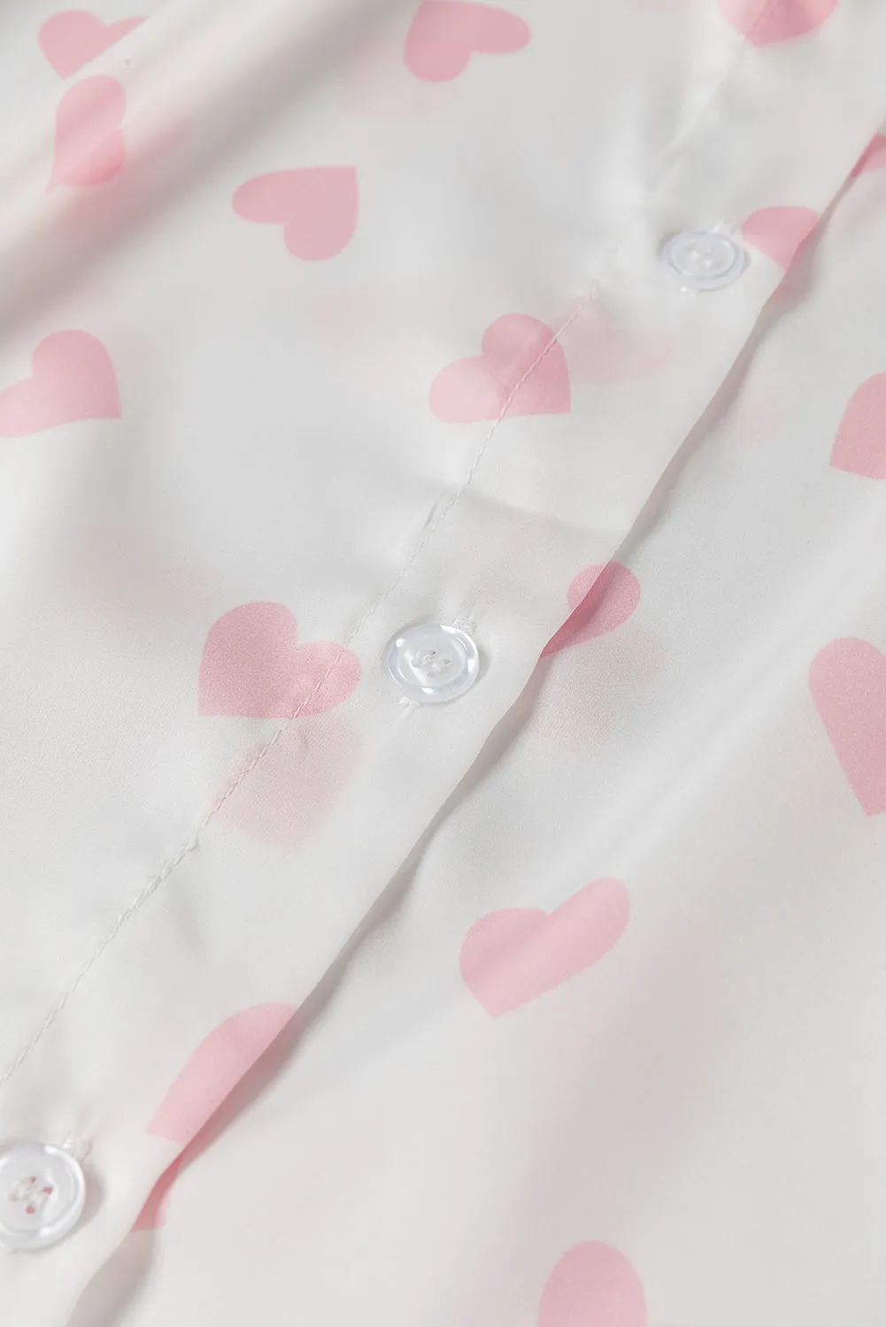 Hazel Blues® |  Heart Print Collared Neck Long Sleeve Shirt