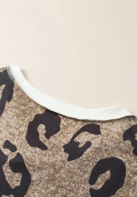 Hazel Blues® |  Leopard V-Neck Long Sleeve Blouse