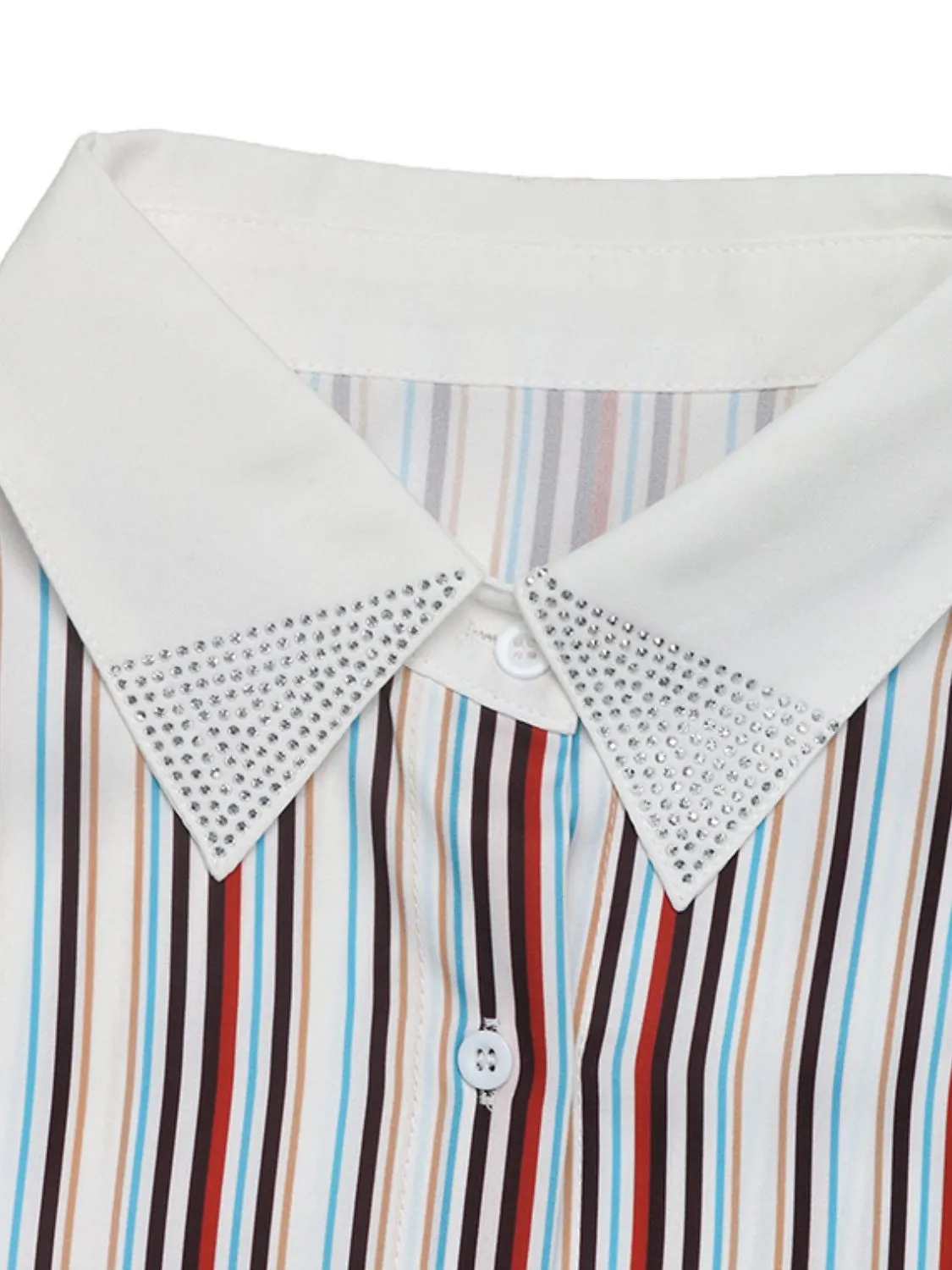 Hazel Blues® |  Perfee Contrast Striped Collared Neck Long Sleeve Shirt