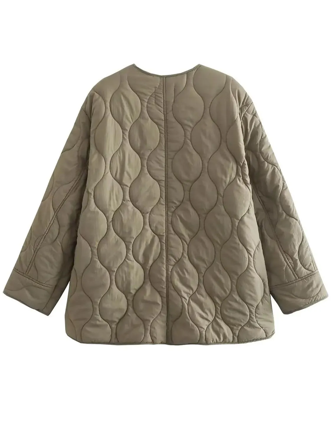 Hazel Blues® |  Quilted Snap Down Round Neck Winter Coat