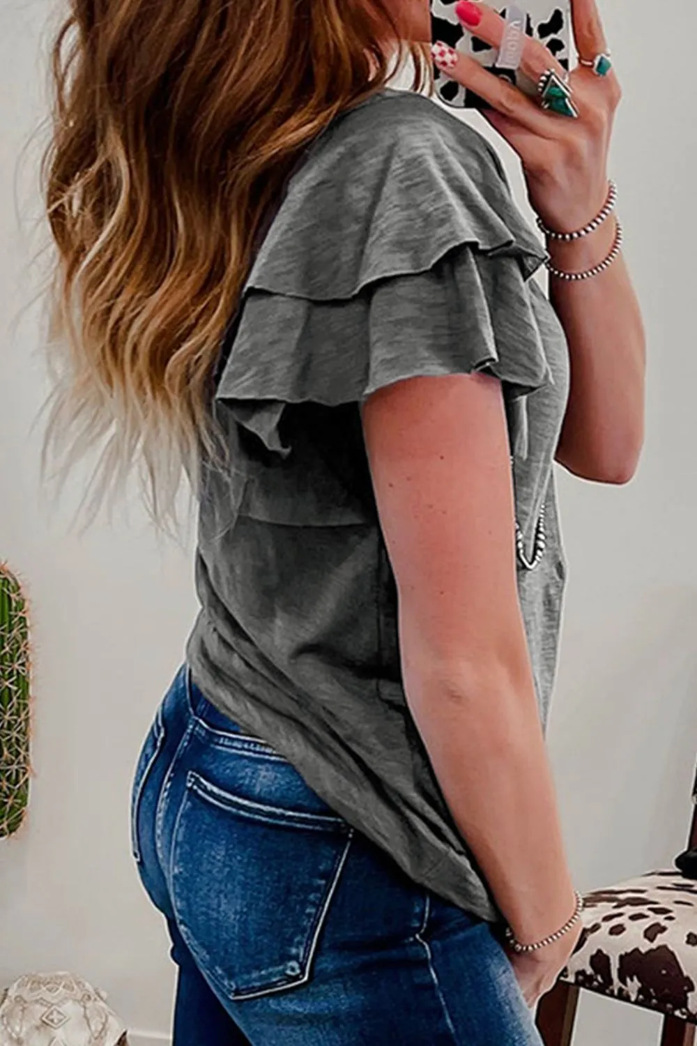 Hazel Blues® |  Round Neck Layered Short Sleeve Top