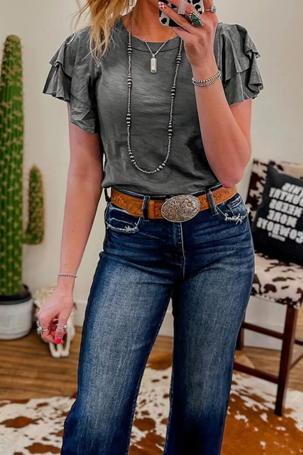 Hazel Blues® |  Round Neck Layered Short Sleeve Top