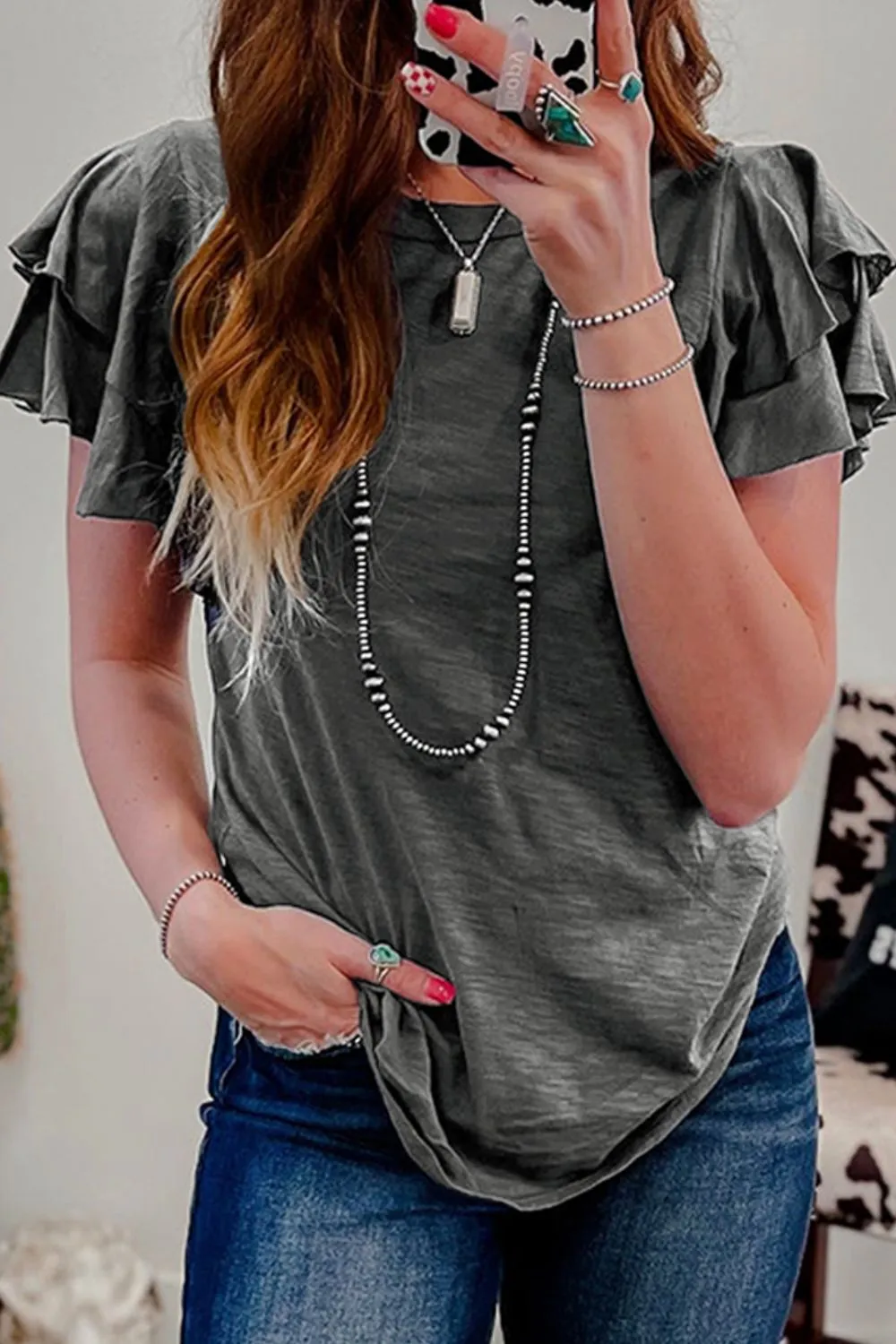 Hazel Blues® |  Round Neck Layered Short Sleeve Top