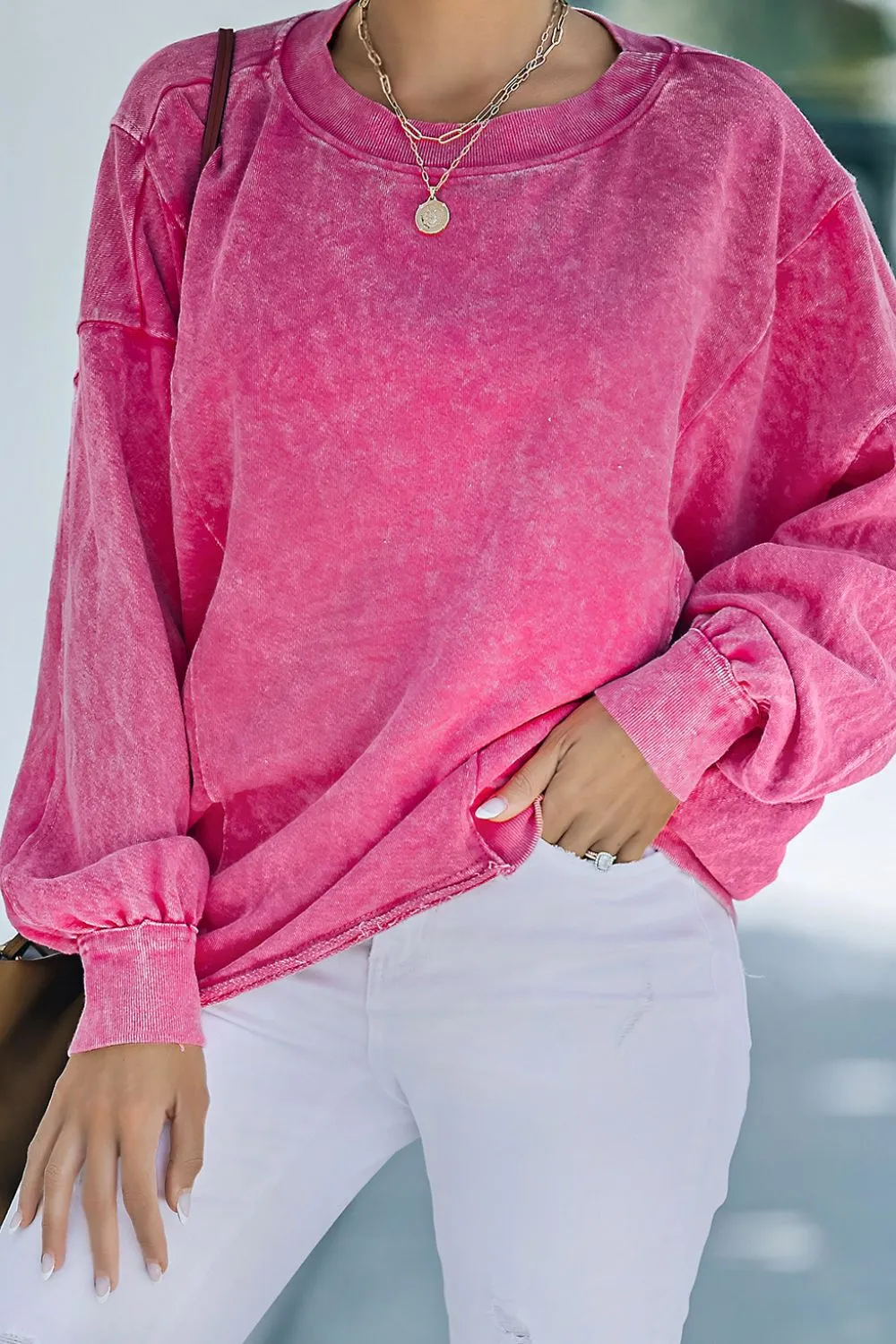 Hazel Blues® |  Round Neck Long Sleeve Sweatshirt