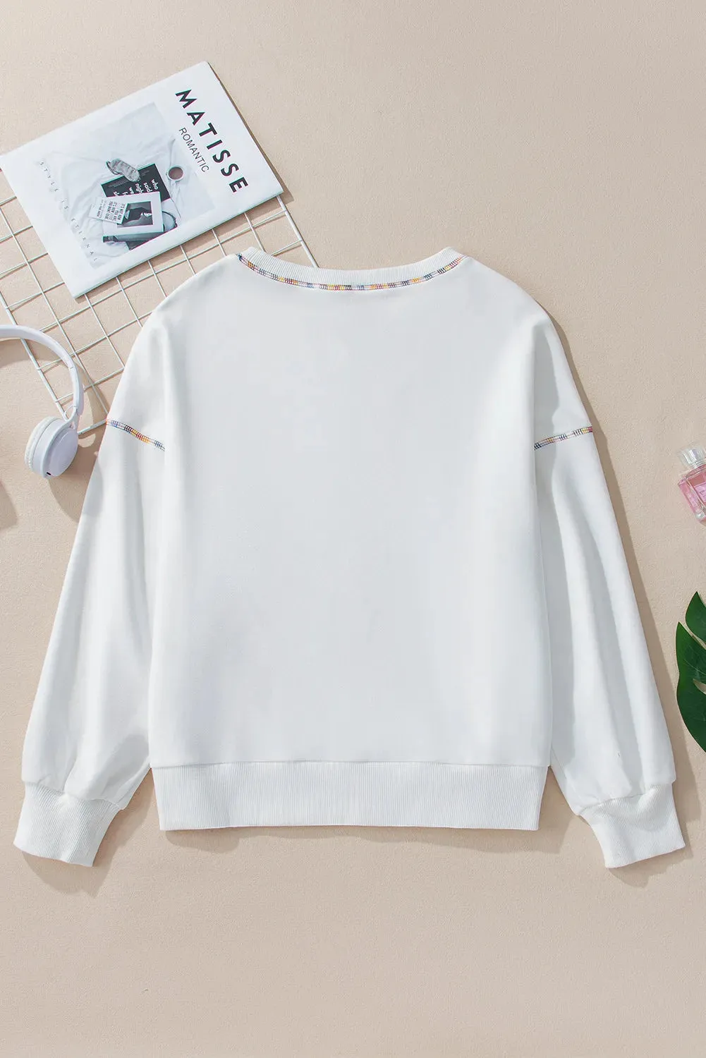 Hazel Blues® |  Sequin Football Round Neck Long Sleeve Sweatshirt