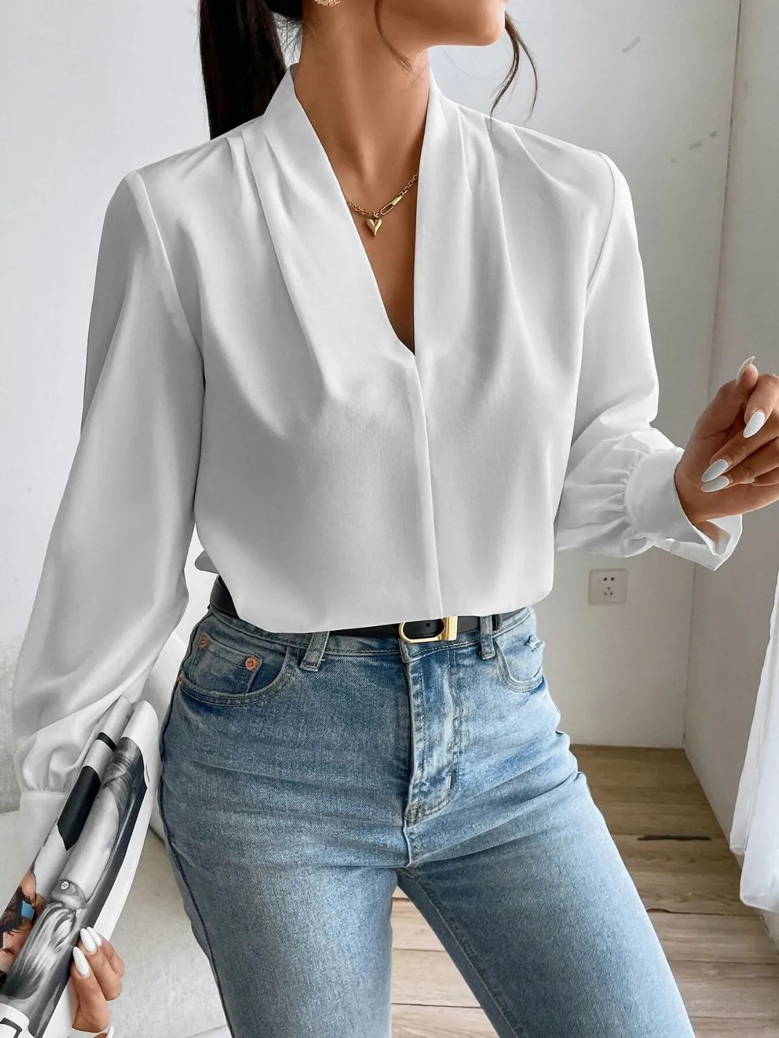 Hazel Blues® |  V Neck Long Sleeve Top