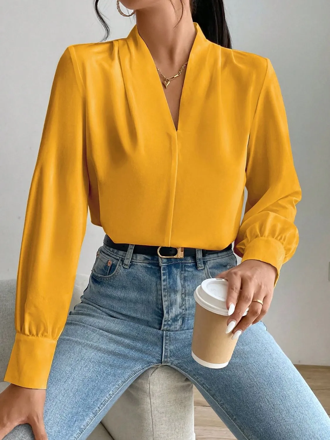 Hazel Blues® |  V Neck Long Sleeve Top
