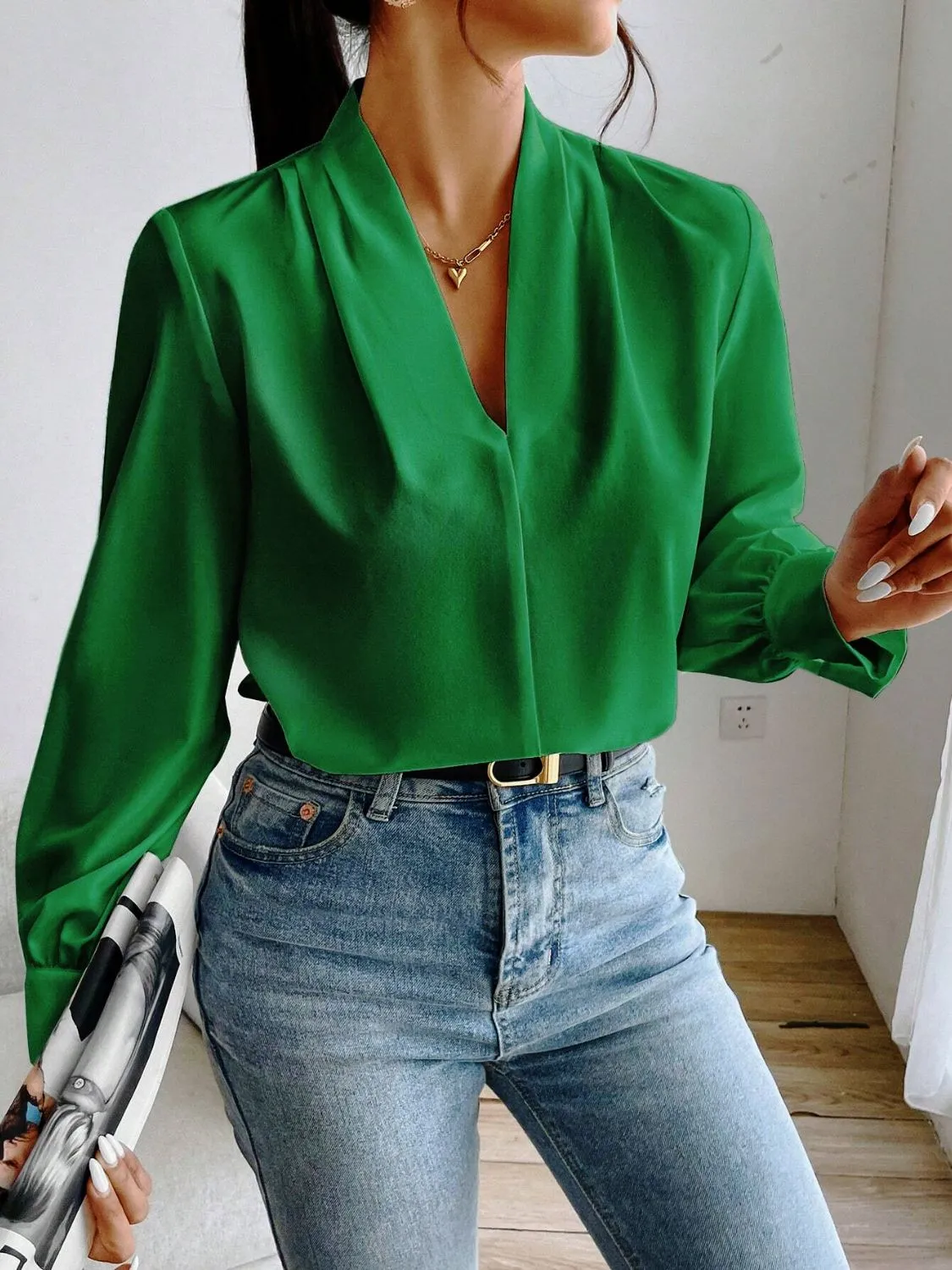 Hazel Blues® |  V Neck Long Sleeve Top