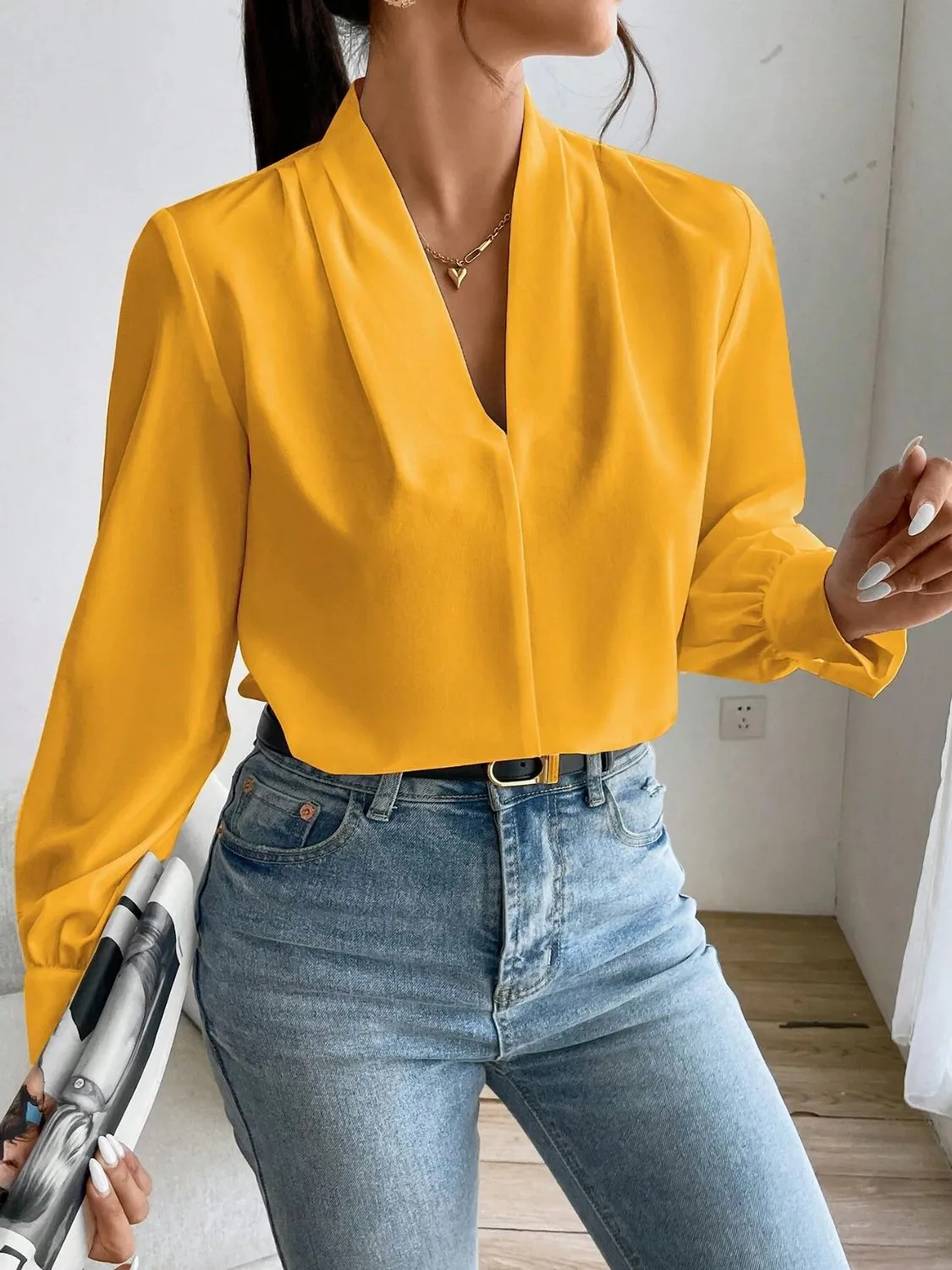 Hazel Blues® |  V Neck Long Sleeve Top