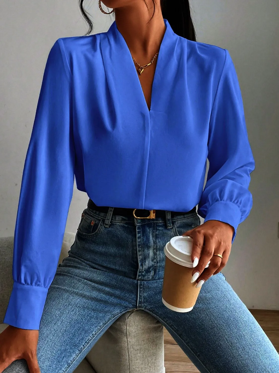 Hazel Blues® |  V Neck Long Sleeve Top