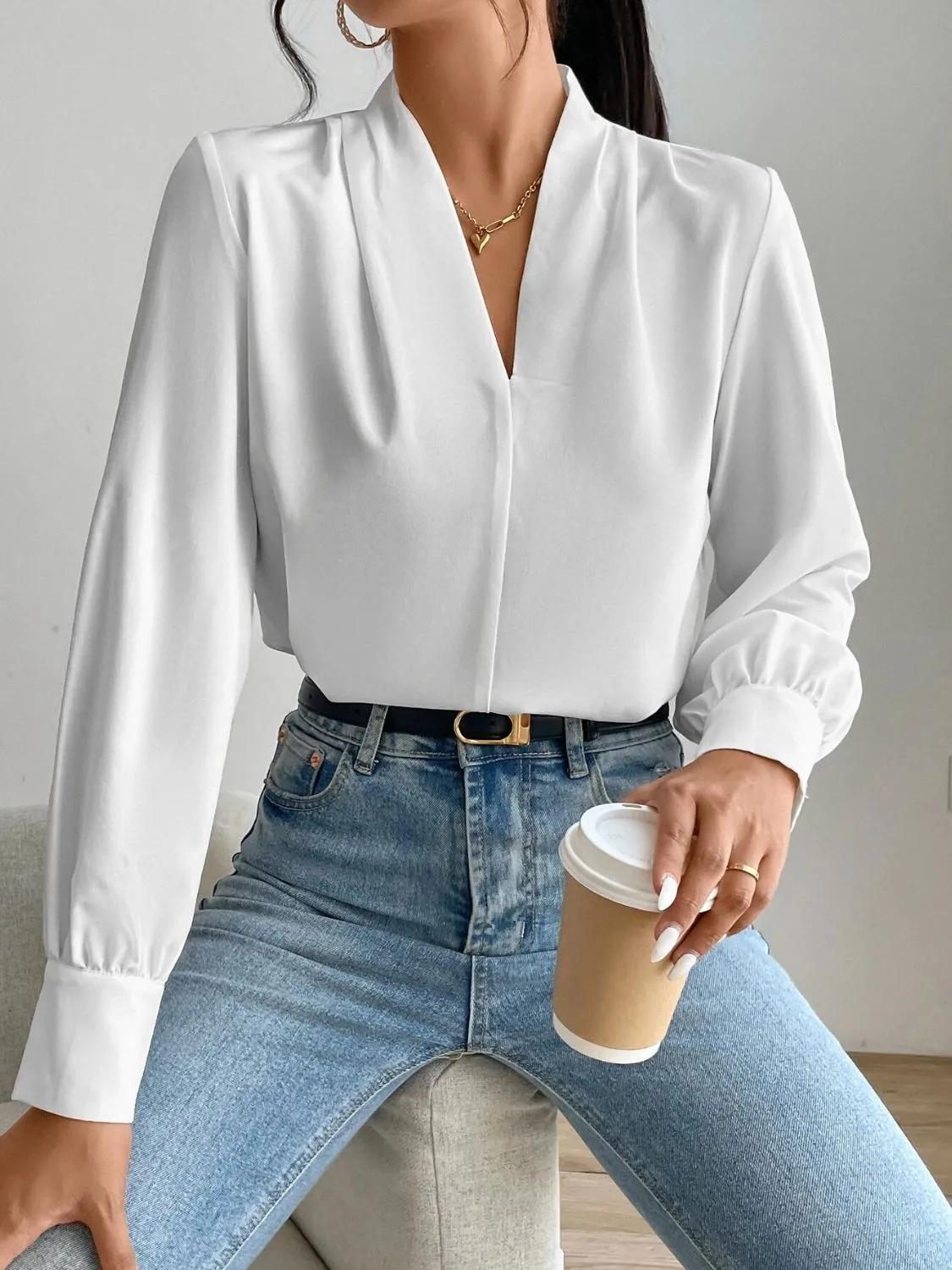 Hazel Blues® |  V Neck Long Sleeve Top