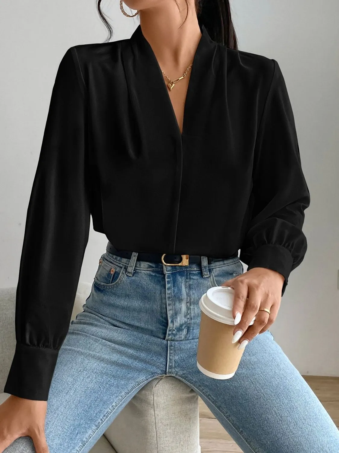 Hazel Blues® |  V Neck Long Sleeve Top