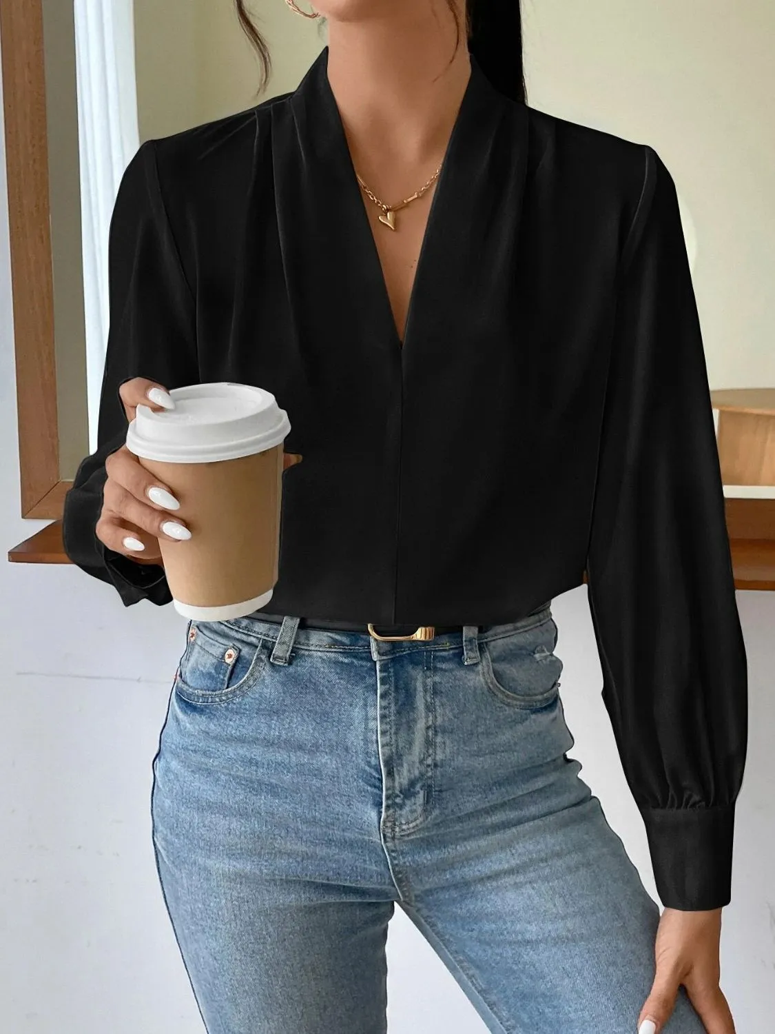 Hazel Blues® |  V Neck Long Sleeve Top