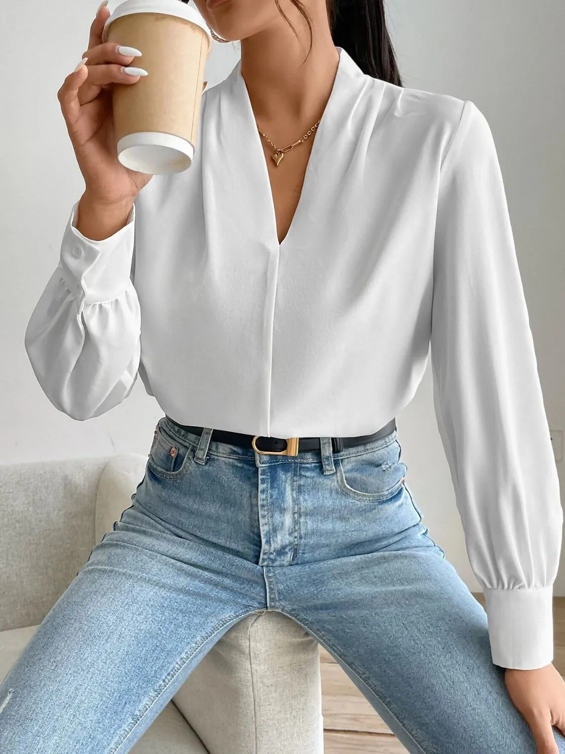 Hazel Blues® |  V Neck Long Sleeve Top