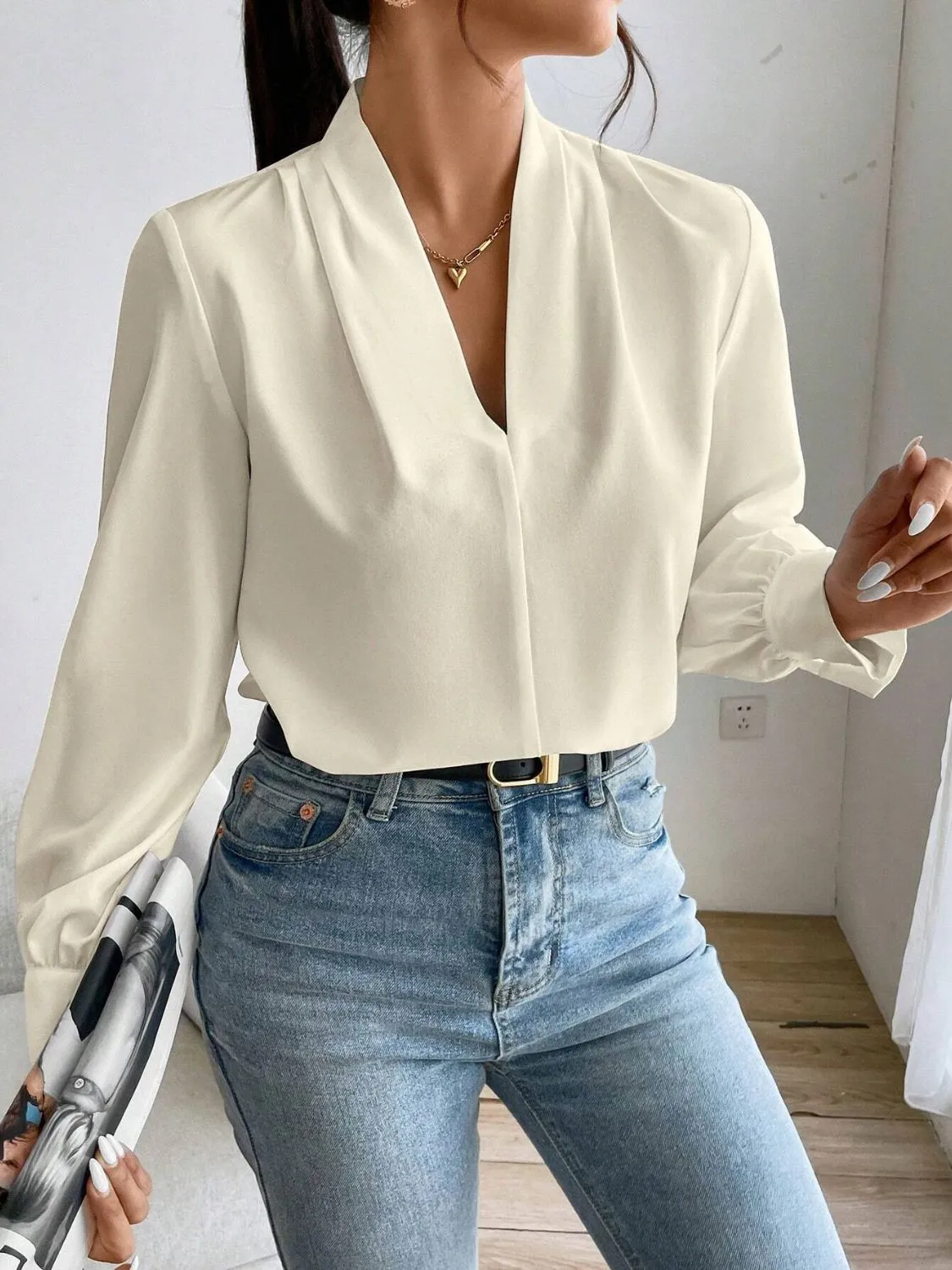 Hazel Blues® |  V Neck Long Sleeve Top