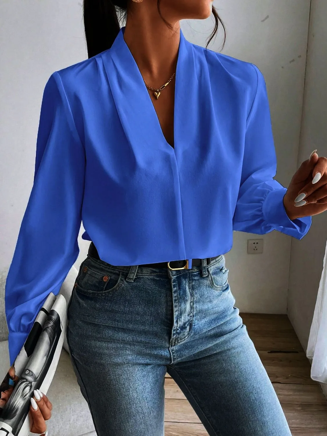 Hazel Blues® |  V Neck Long Sleeve Top