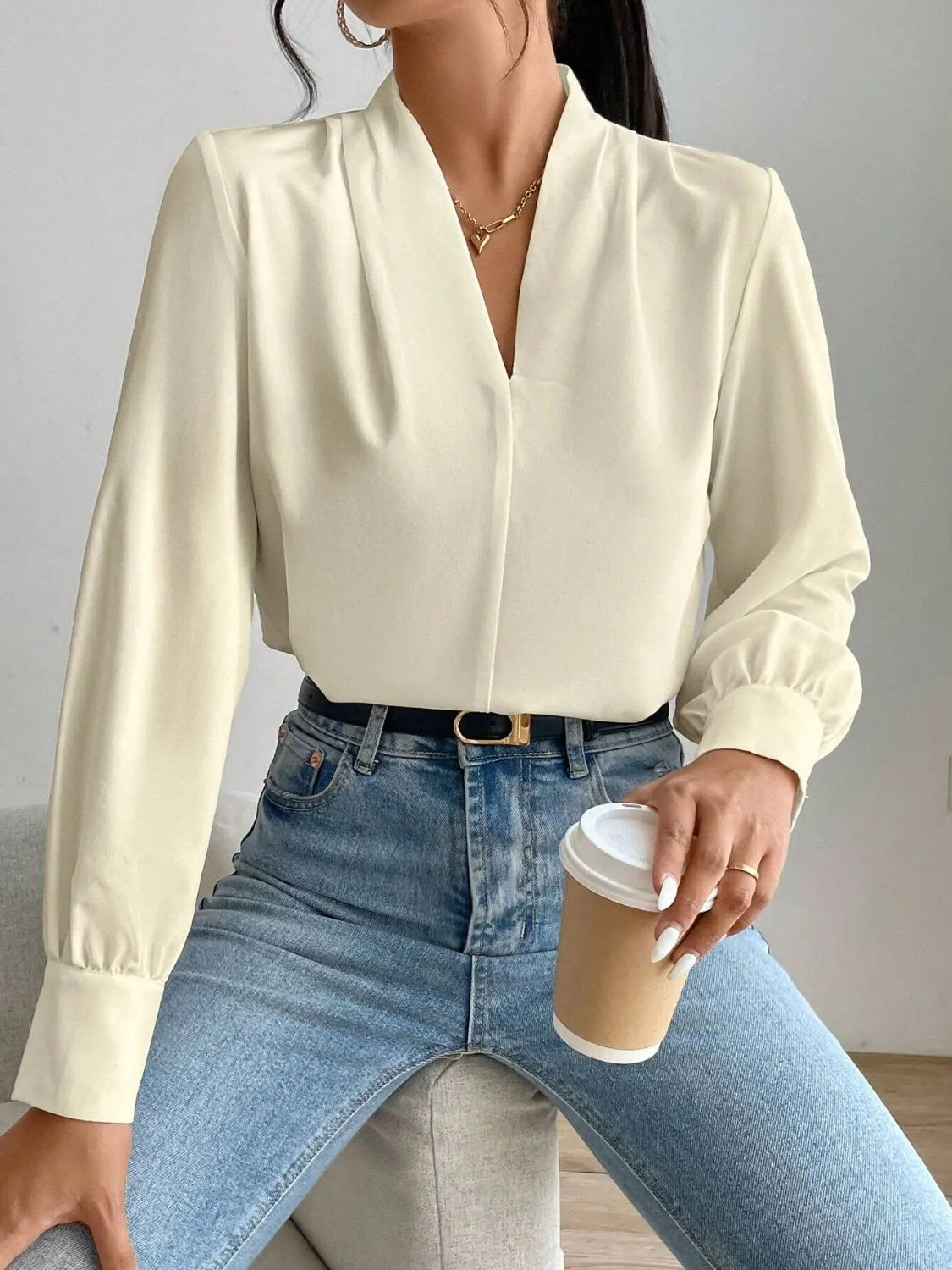 Hazel Blues® |  V Neck Long Sleeve Top