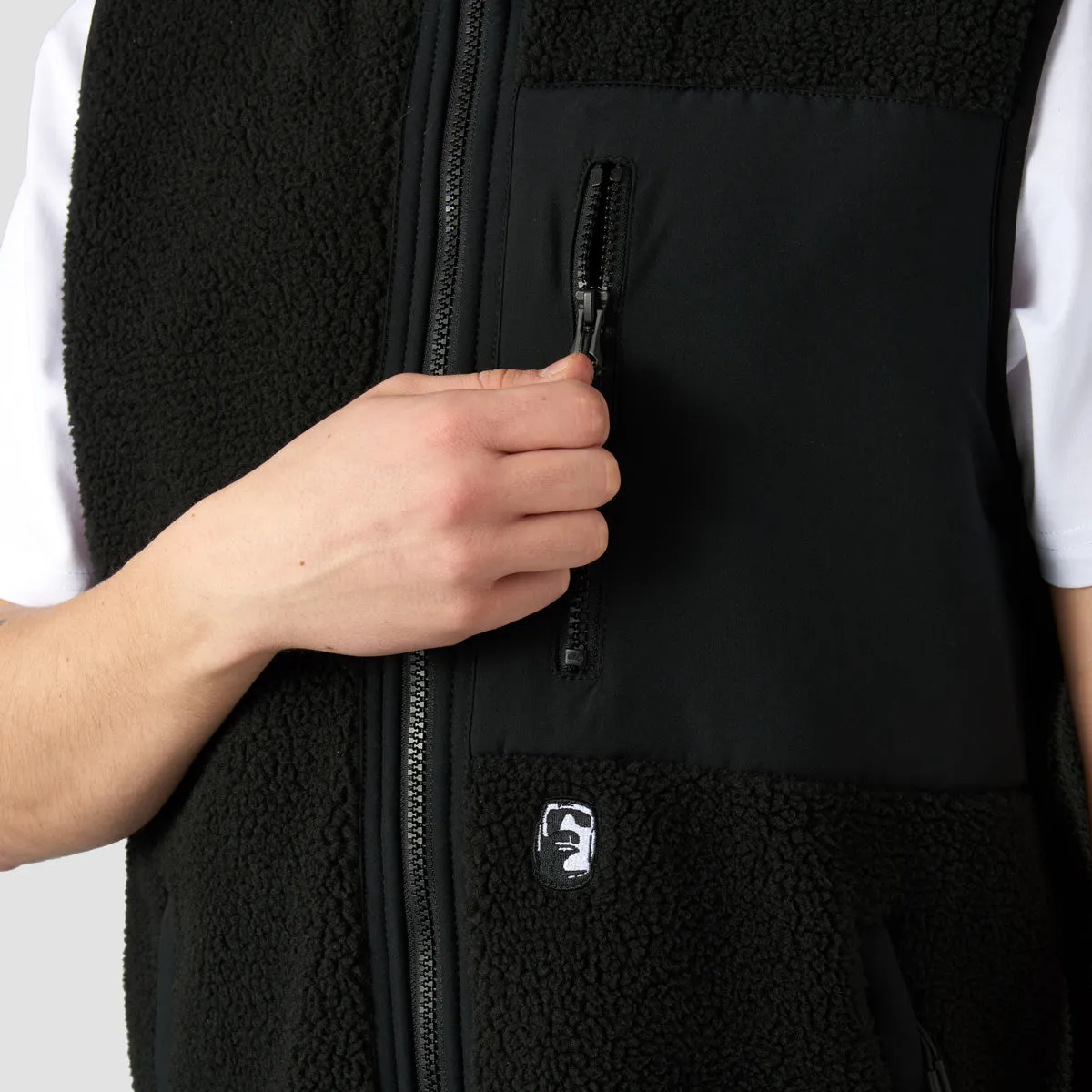 Heathen Coma Fleece Vest Jacket Black