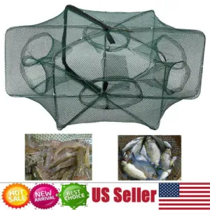 Heavy Duty 6/12 Holes Umbrella Foldable Fishing Trap Cast Net Shrimp Minnow New