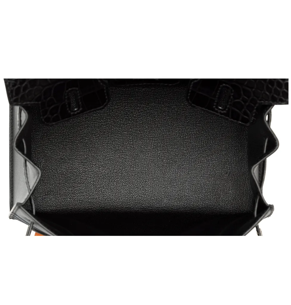 Hermes Birkin 20 So Black Matte Alligator Midnight Faubourg PVD Bag
