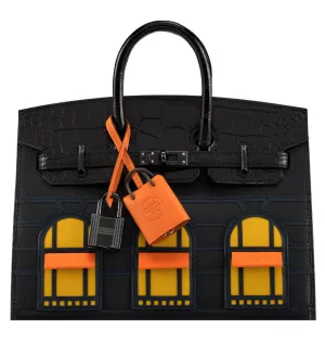 Hermes Birkin 20 So Black Matte Alligator Midnight Faubourg PVD Bag