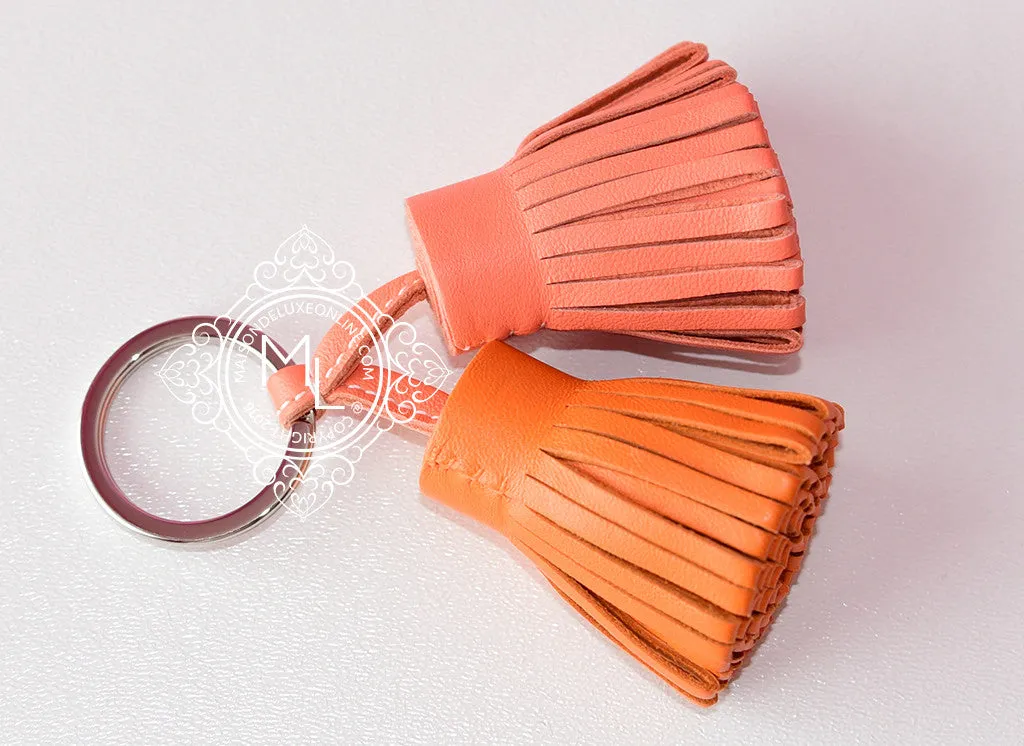 Hermes Orange Crevette Carmen Duo Keychain Bag Charm