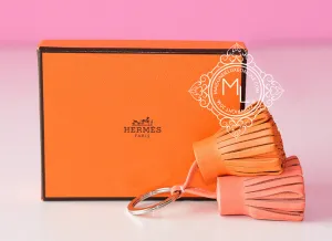 Hermes Orange Crevette Carmen Duo Keychain Bag Charm