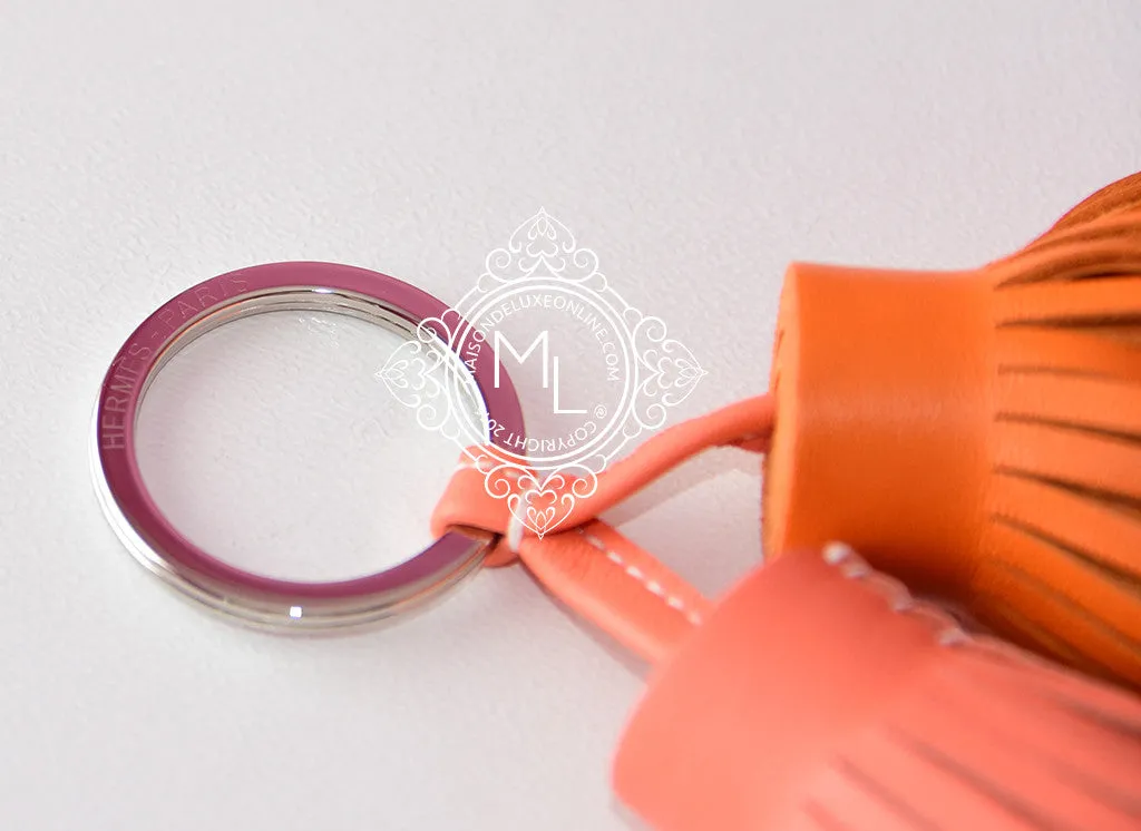 Hermes Orange Crevette Carmen Duo Keychain Bag Charm