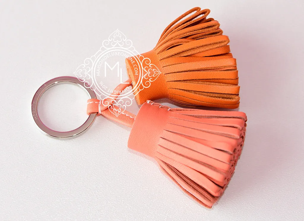 Hermes Orange Crevette Carmen Duo Keychain Bag Charm