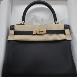 Hermès Kelly 25 Noir (Black) Swift Gold Hardware GHW
