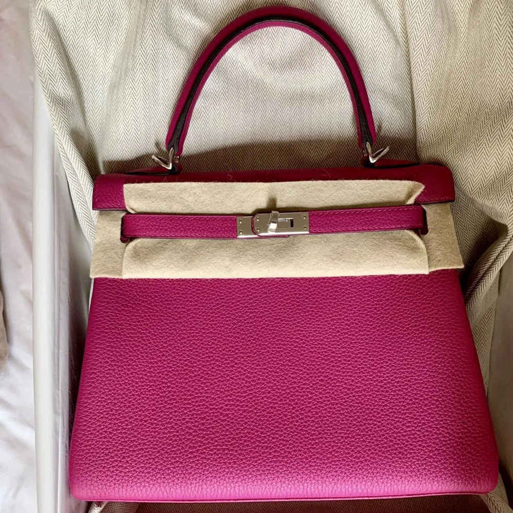 Hermès Kelly 28 Rose Pourpre Togo Palladium Hardware PHW