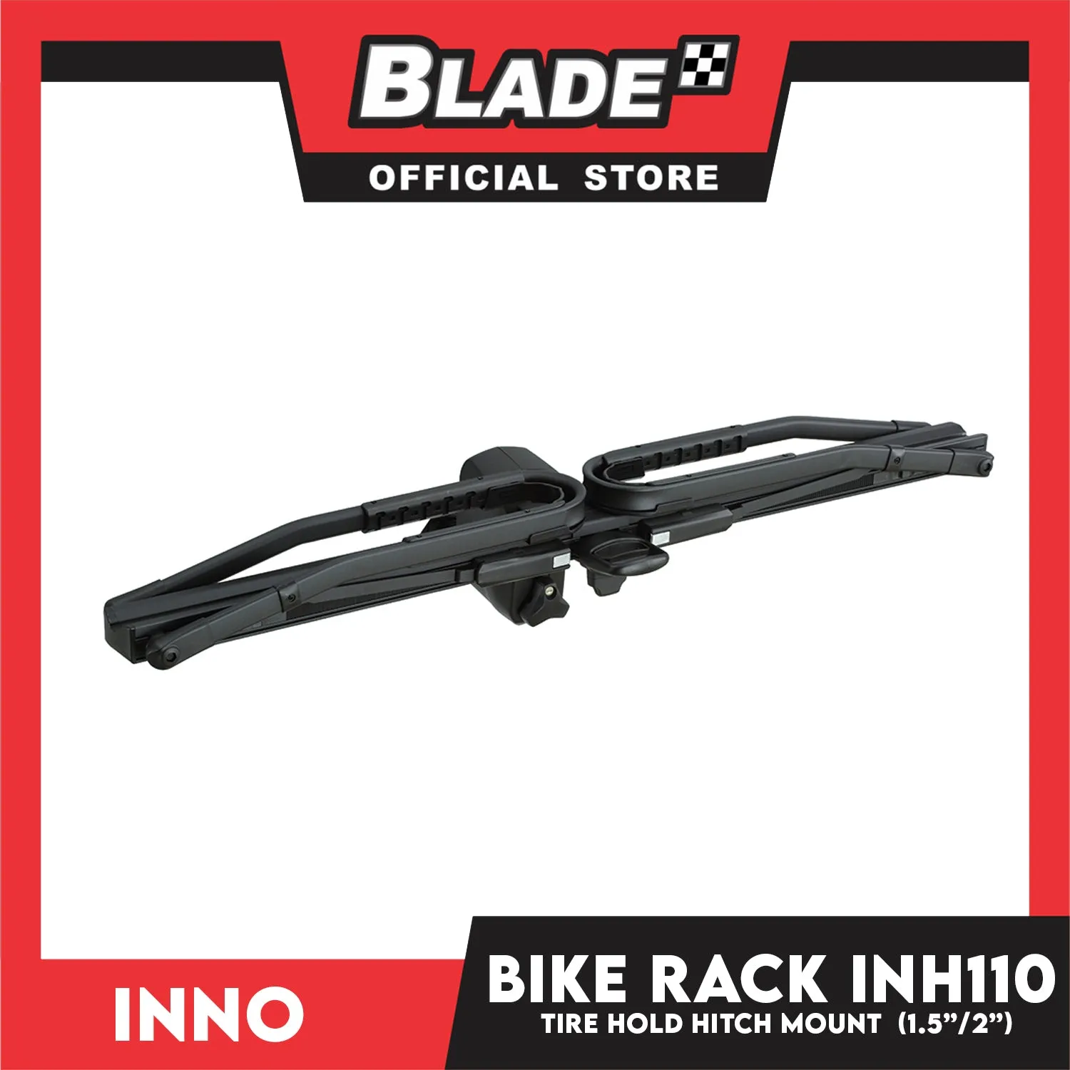 Inno Bike Rack Tire Hold Hitch Mount INH110 1-1/4 and 2 Hitches Platform Rack (1) Bike- E-Bike, Fat Tire, Full Suspension, Carbon Compatible