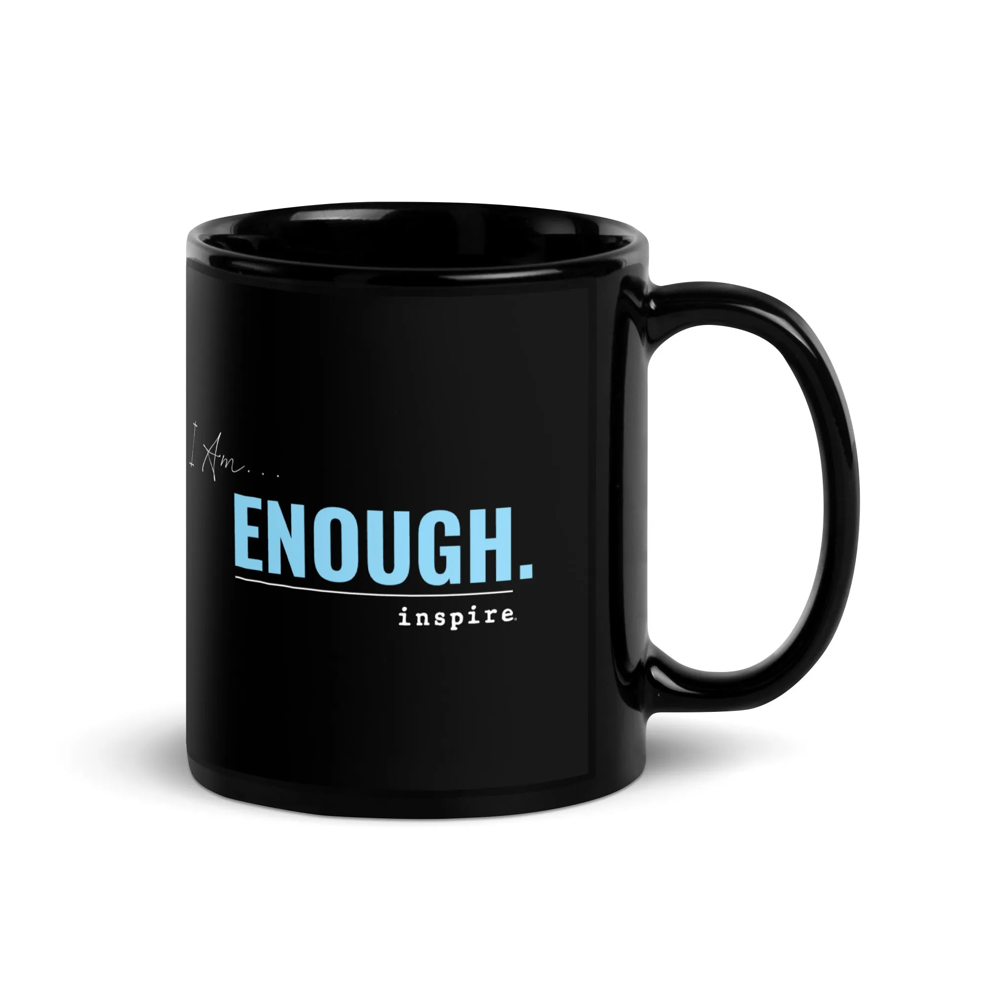 inspire I Am Enough Black Glossy Mug