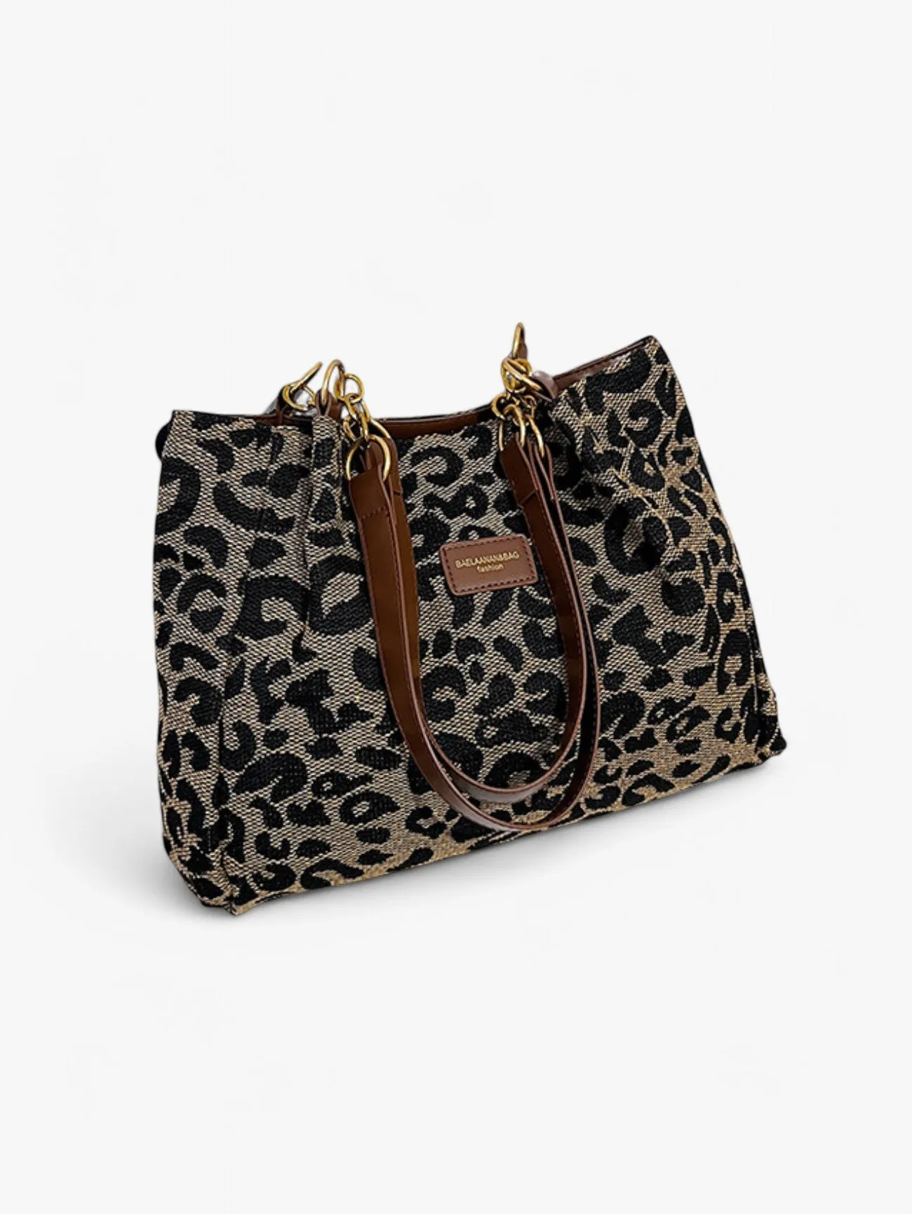 Jada | Women's Leopard Print Shoulder Bag Tote Bag Gold Chain Details