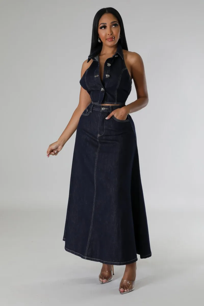 Janette Halter 2pc Denim Set