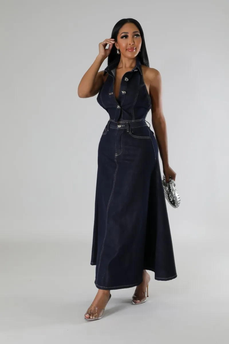 Janette Halter 2pc Denim Set