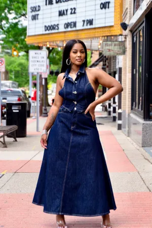 Janette Halter 2pc Denim Set