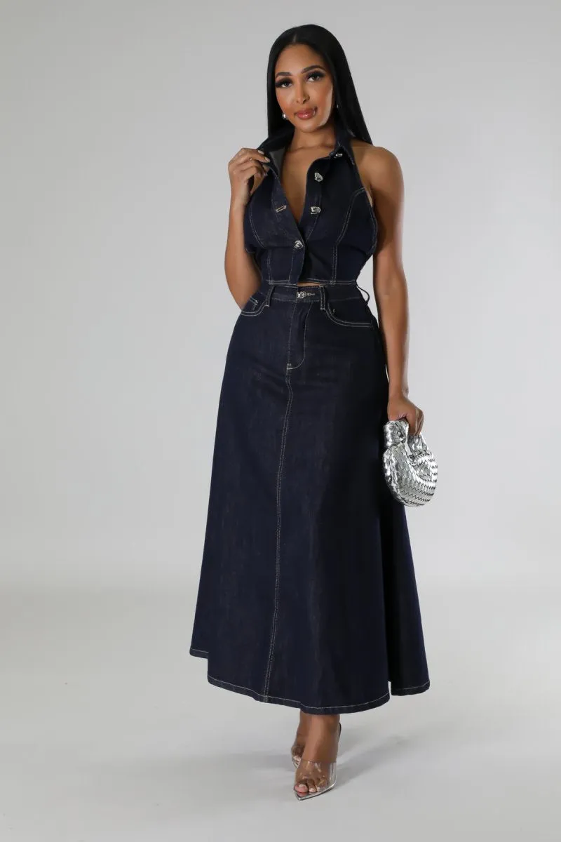 Janette Halter 2pc Denim Set
