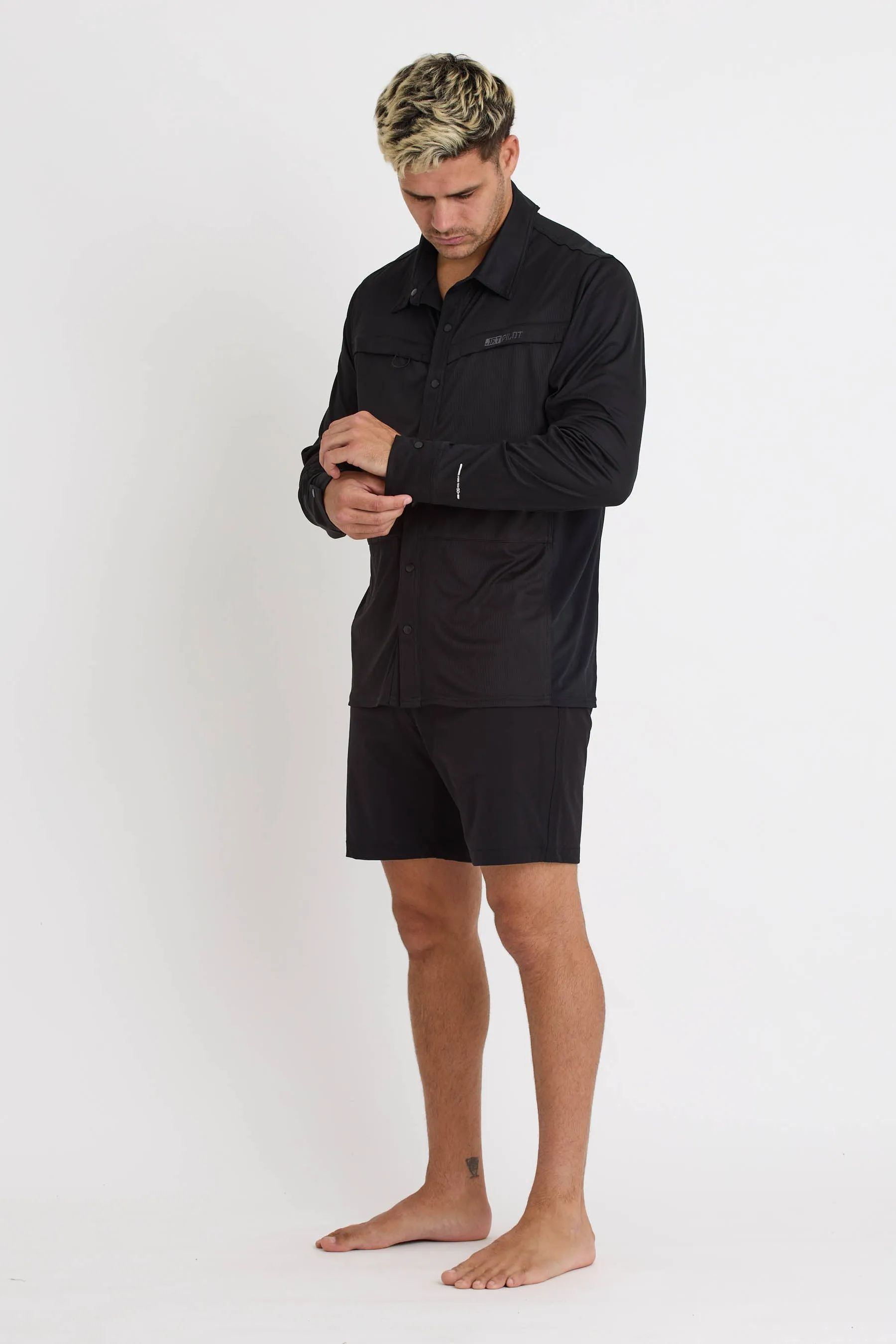 Jetpilot Venture Mens LS Sun Shirt - Black
