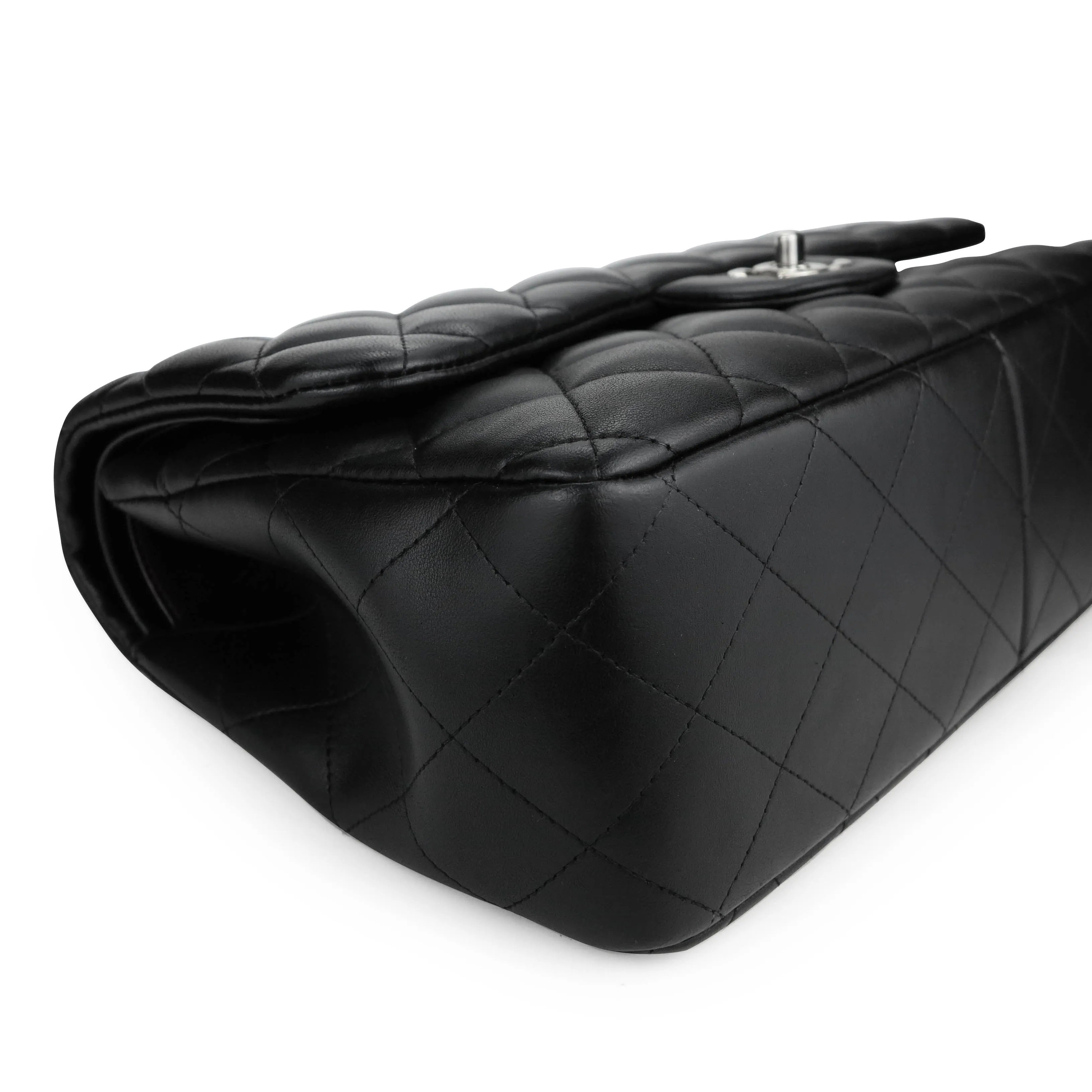 Jumbo Classic Double Flap Bag in Black Lambskin