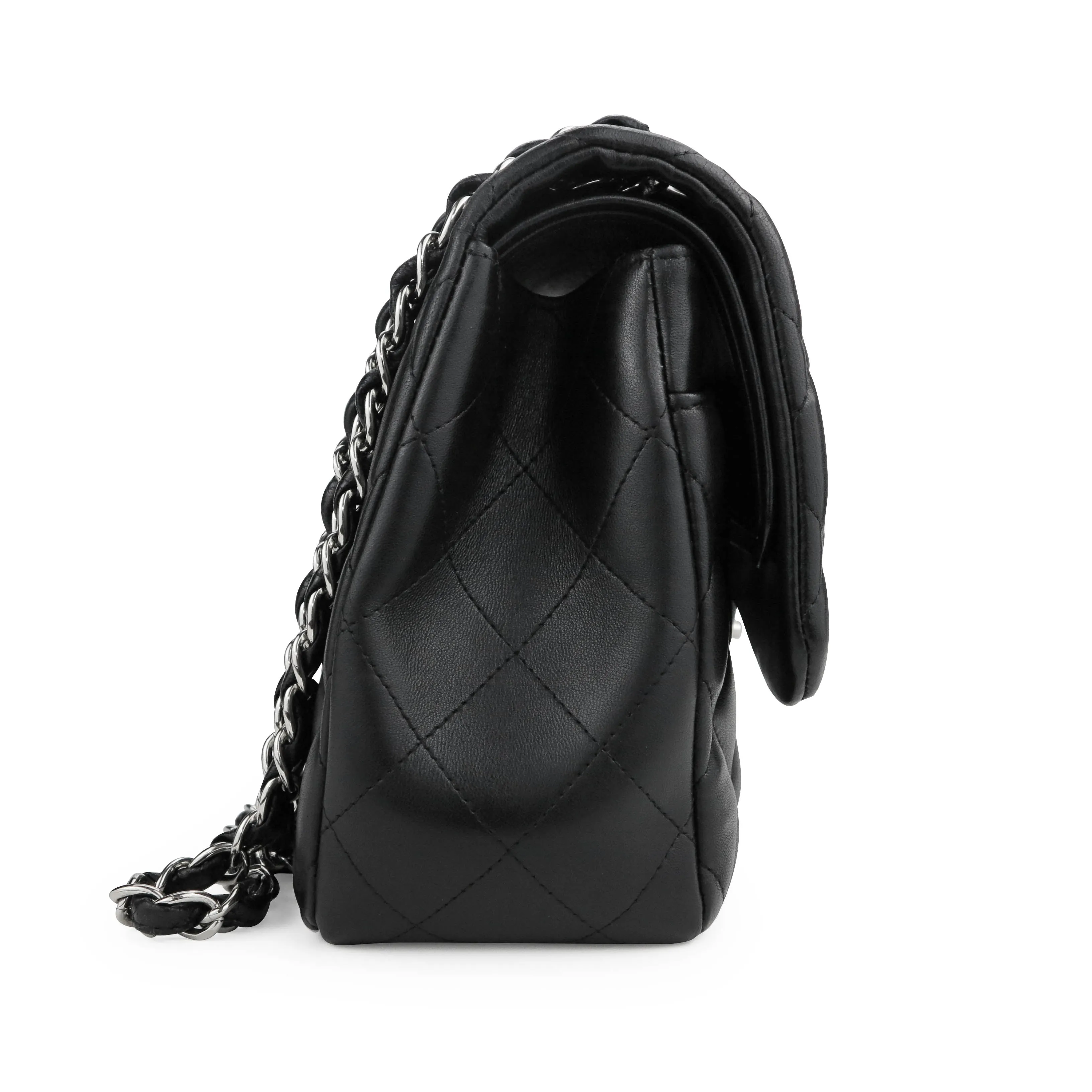 Jumbo Classic Double Flap Bag in Black Lambskin