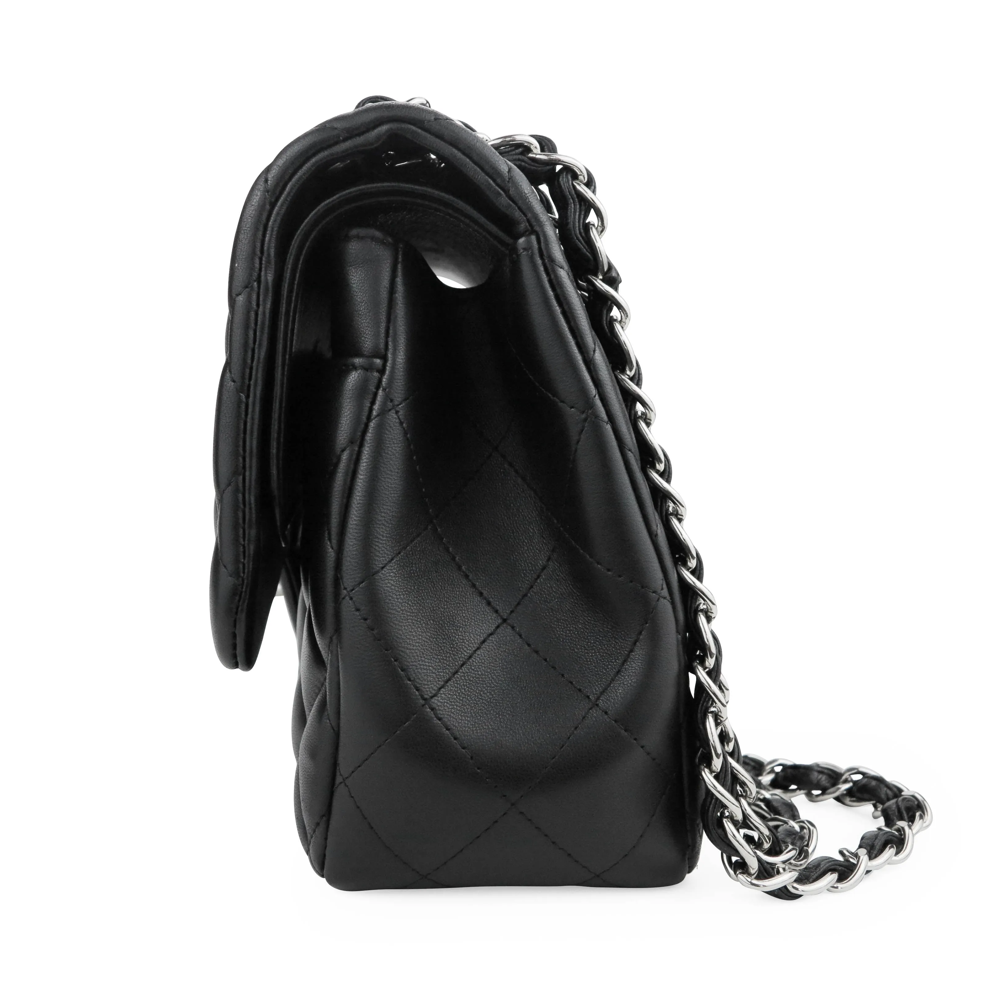 Jumbo Classic Double Flap Bag in Black Lambskin