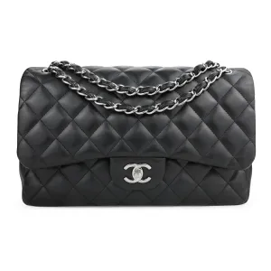 Jumbo Classic Double Flap Bag in Black Lambskin