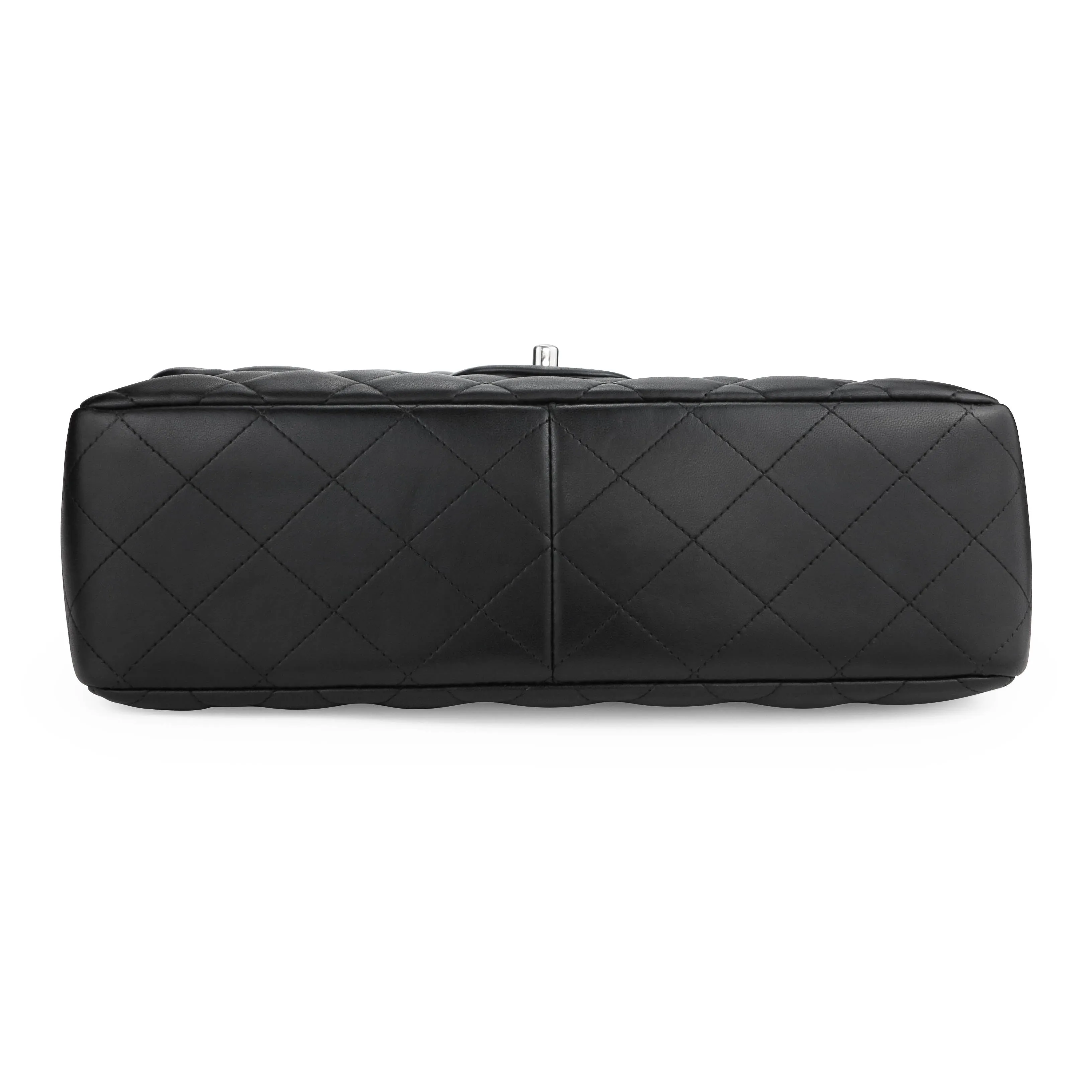 Jumbo Classic Double Flap Bag in Black Lambskin