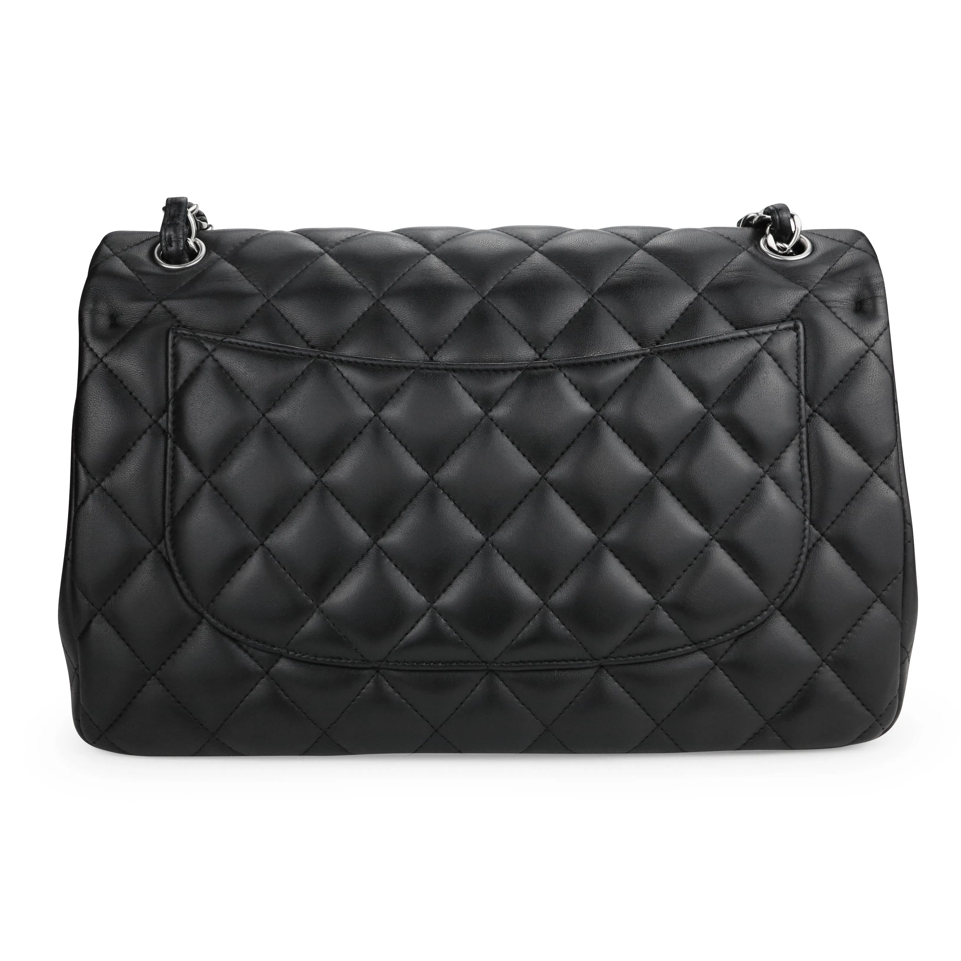 Jumbo Classic Double Flap Bag in Black Lambskin