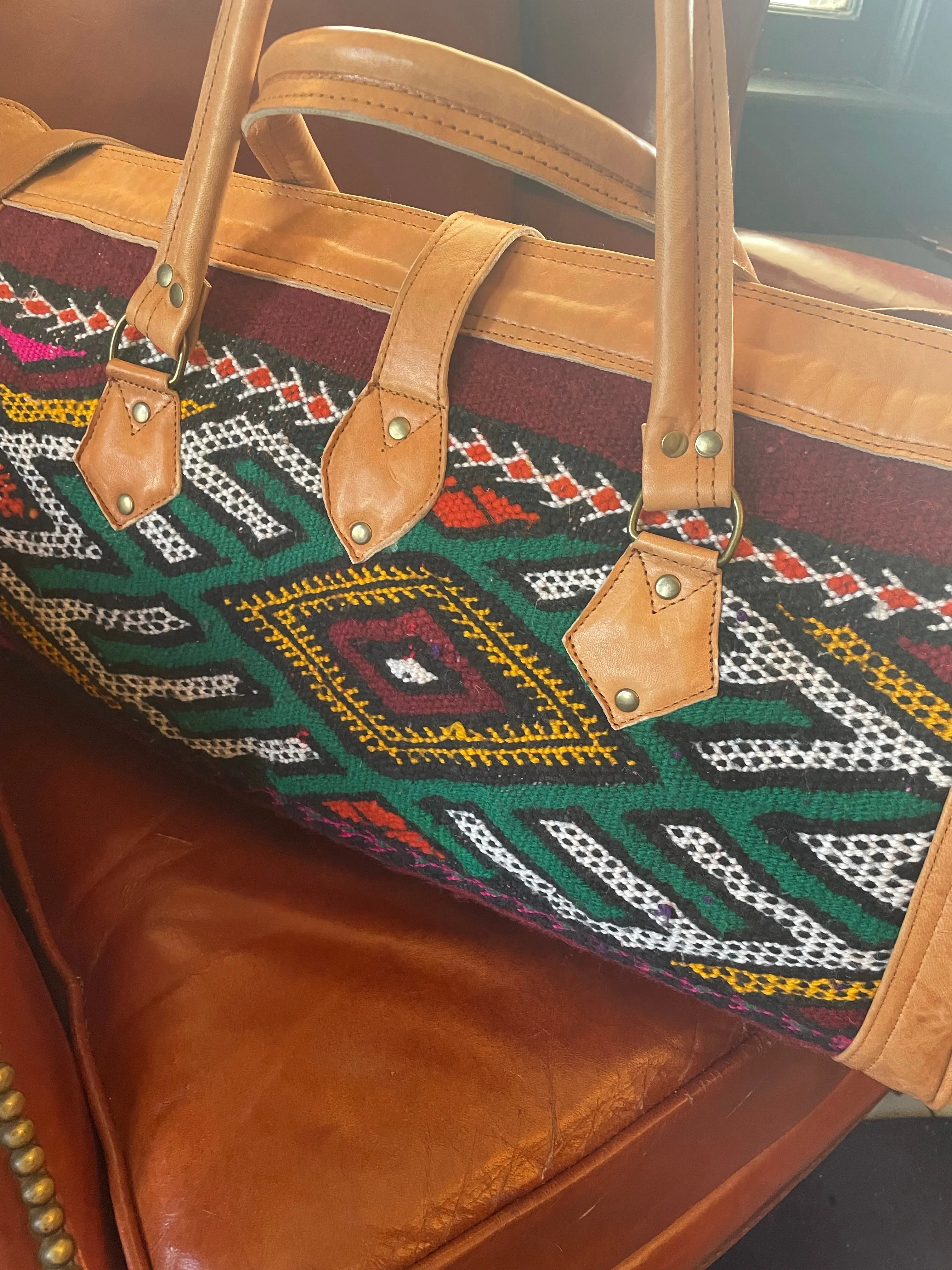 Kilim leather duffle bag 002