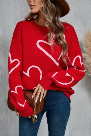 Kirsten Heart Dropped Shoulder Long Sleeve Sweater