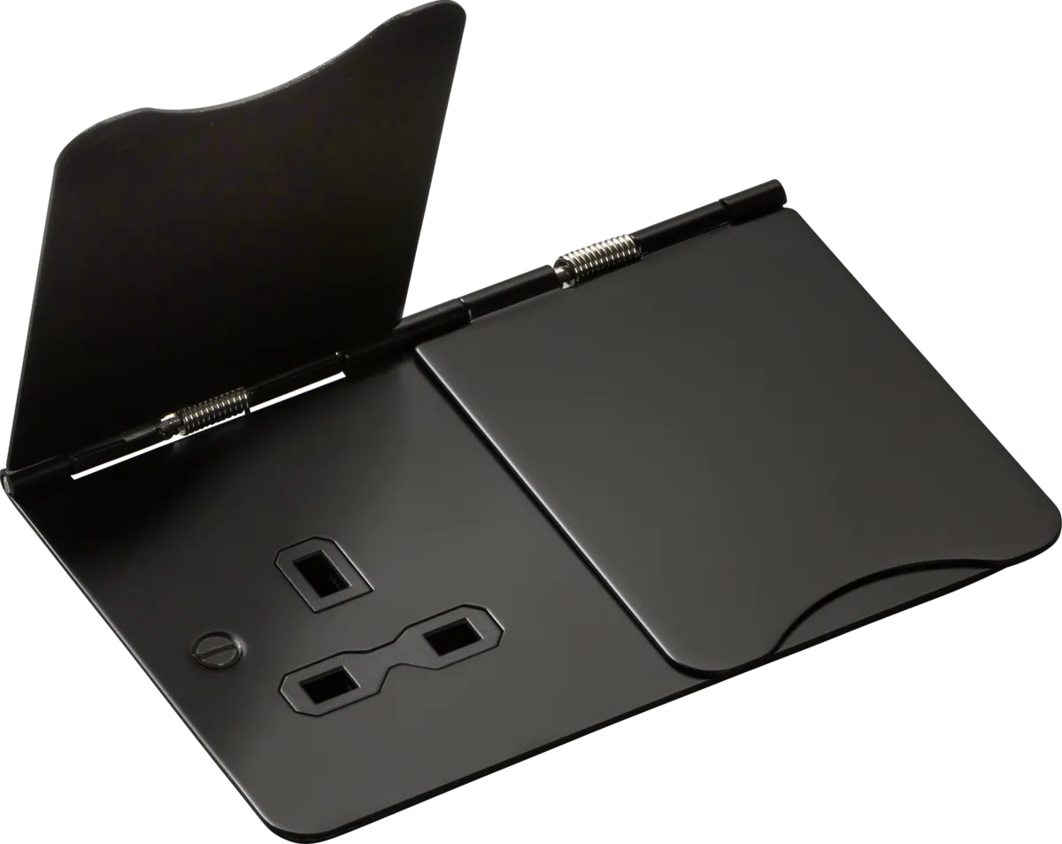Knightsbridge FPR9UMB Flat Plate 13A 2G Unswitched Floor Socket - Matt Black