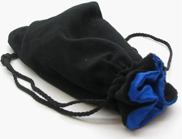 Koplow  DICE BAG - SATIN-LINED: LARGE BLACK/BLUE