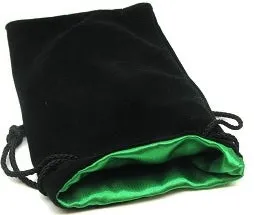 Koplow  DICE BAG - SATIN-LINED: LARGE BLACK/GREEN